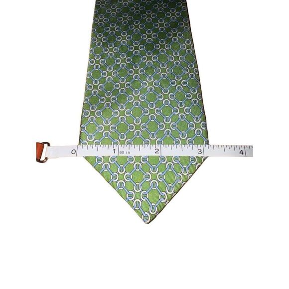Brooks Brothers Lime Green Horse bit Print Handmade 100% Silk Neck Tie - Picture 3 of 5